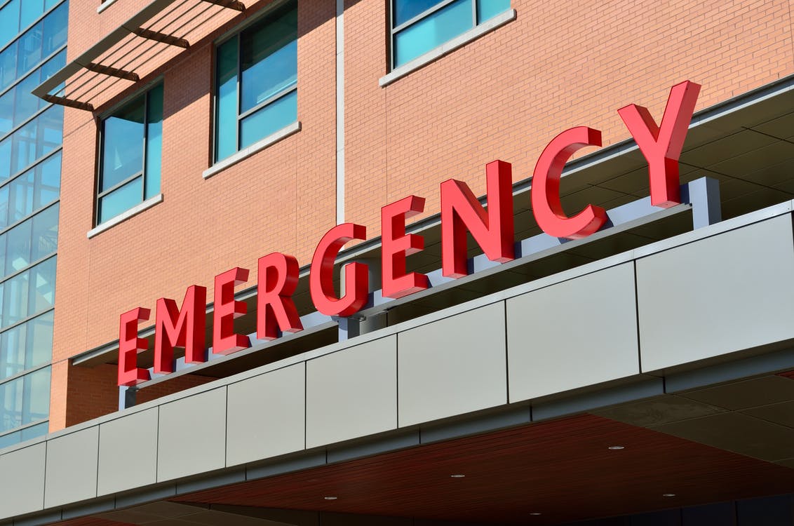 the emergency signage at a hospital
