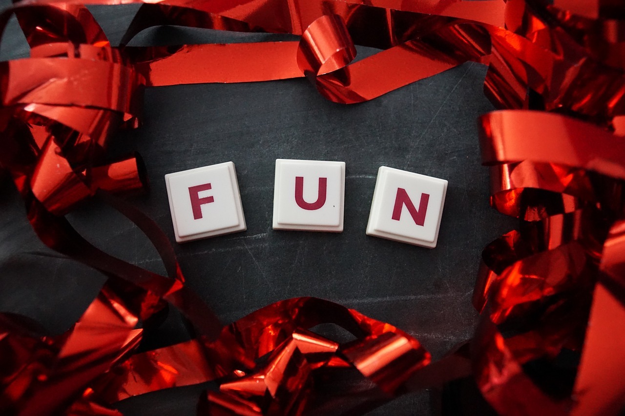 Word tile spelled as fun