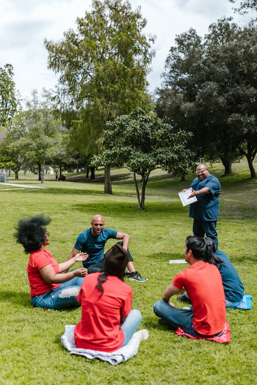 A group of friends playing outdoor