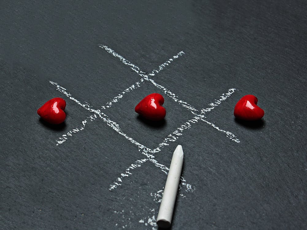 A tictactoe drawn using a chalk