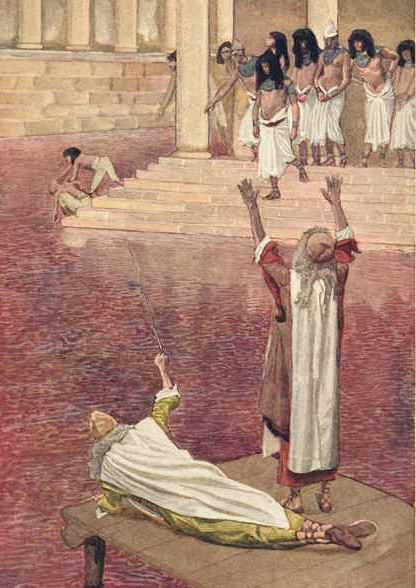 Illustration of The First Plague: Water Is Changed into Blood