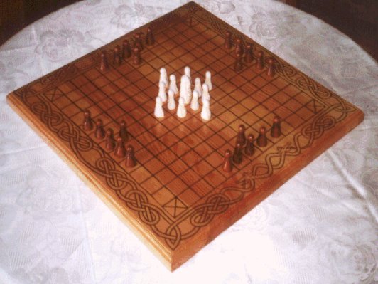 Tafl games board with pieces